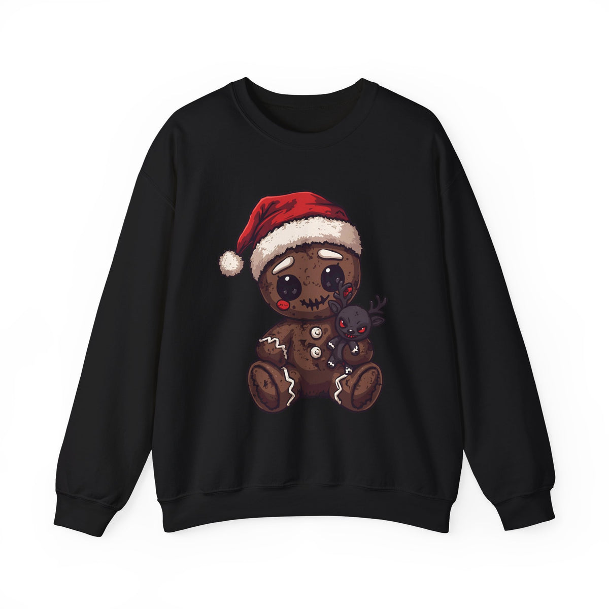 Spooky Gingerbread Doll Christmas Sweatshirt – Creepy Cute Gothic Holiday Pullover