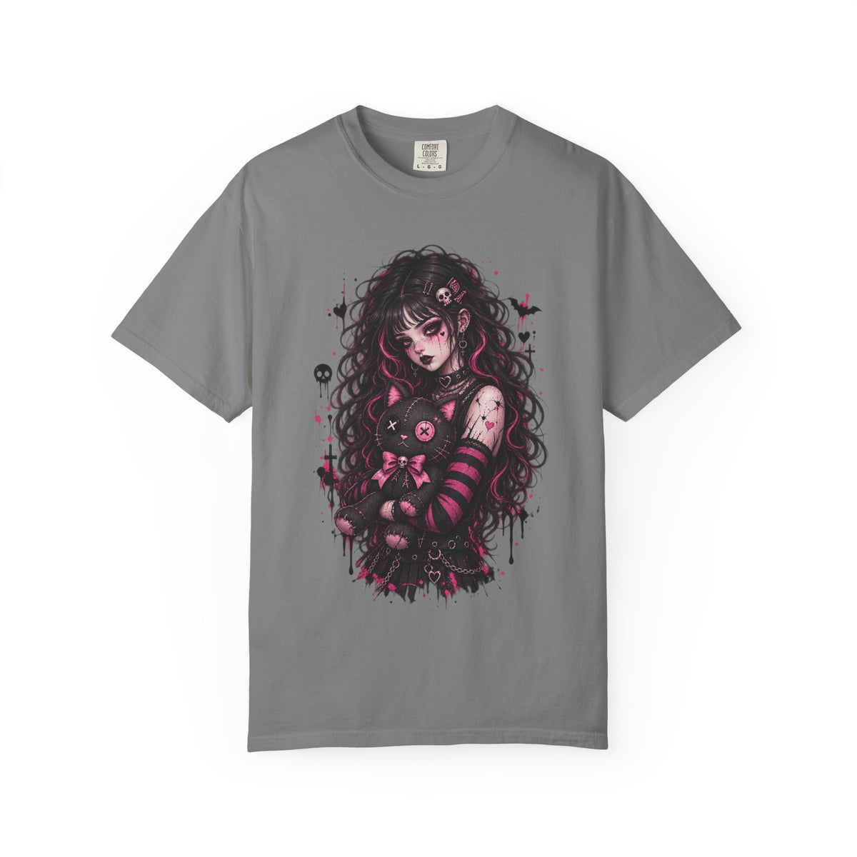Pastel Goth Girl Black Cat– Creepy Cute Gothic Graphic Unisex T-Shirt