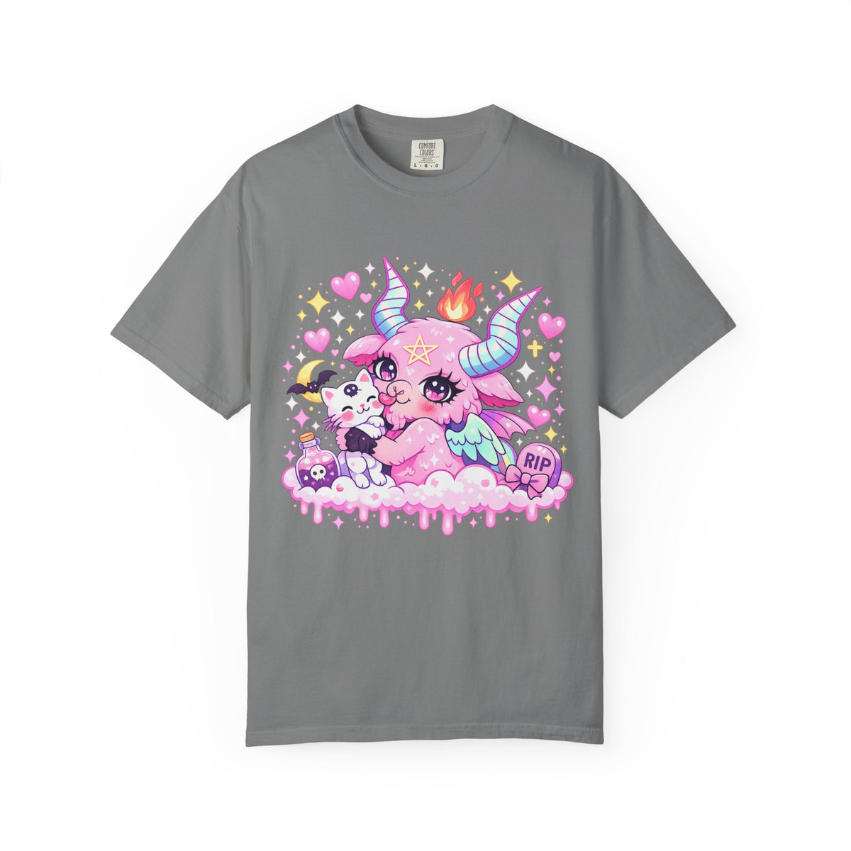 Pastel Goth Kawaii Demon Cat Graphic Cute Spooky Alternative Unisex T-Shirt
