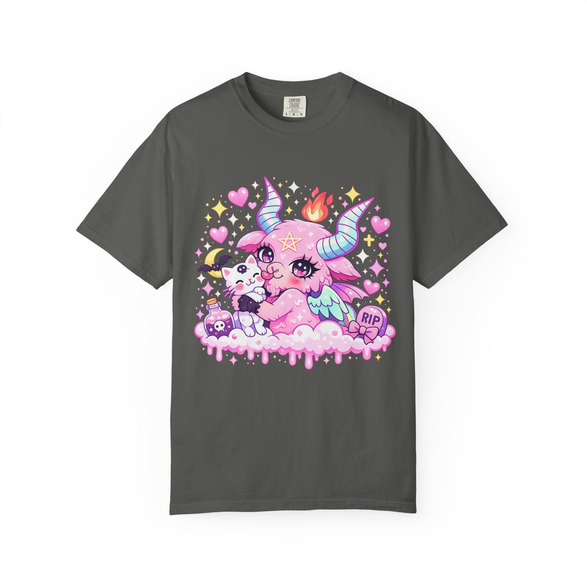 Pastel Goth Kawaii Demon Cat Graphic Cute Spooky Alternative Unisex T-Shirt