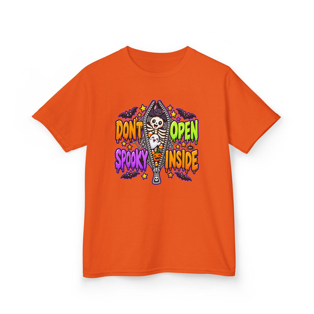 Don't Open Spooky Inside Funny Halloween Skeleton Ghost Bat  Kids Heavy Cotton™ T-Shirt