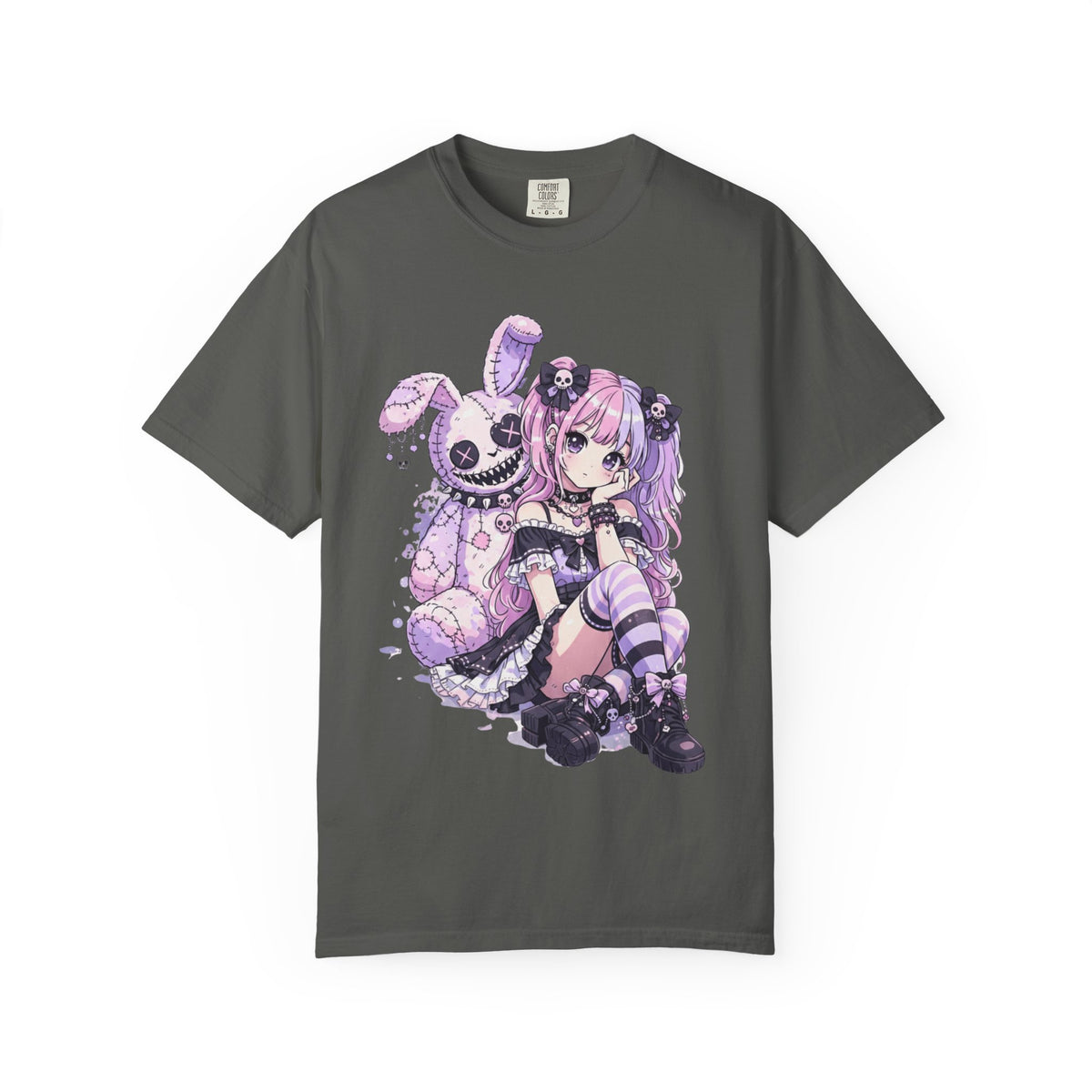 Pastel Goth Anime Girl Kawaii Creepy Bunny Graphic Unisex T-Shirt