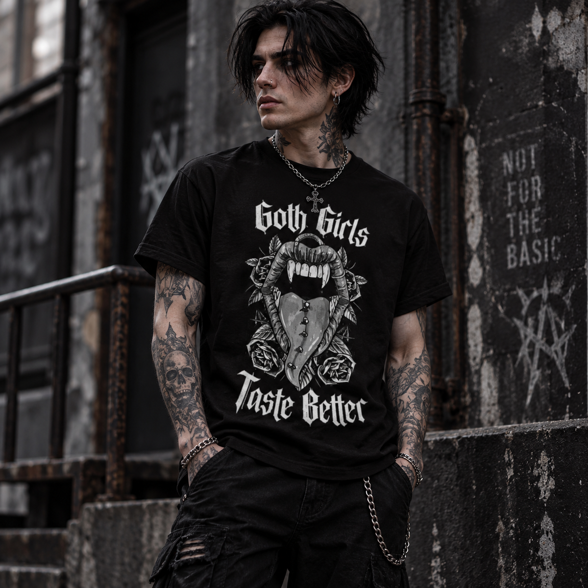 Goth Girls Taste Better – Gothic Vampire Graphic T-Shirt