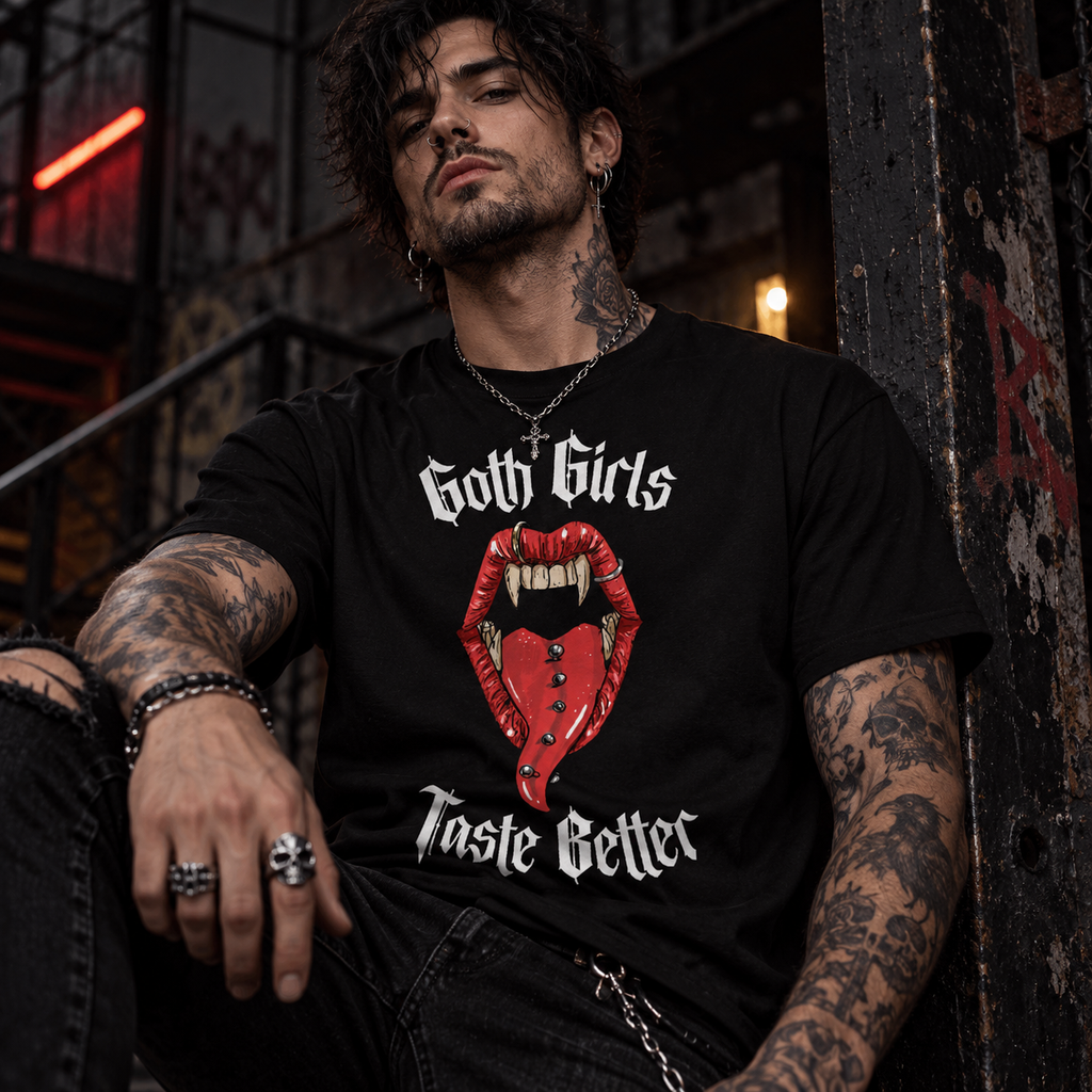 Goth Girls Taste Better – Gothic Vampire Graphic UnisexT-Shirt