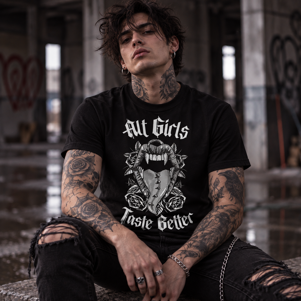 Alt Girls Taste Better – Gothic Vampire Graphic Unisex T-Shirt