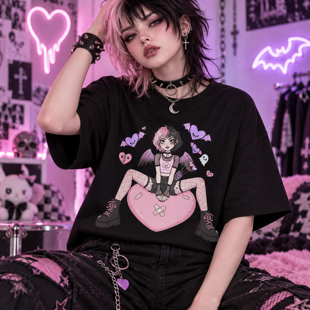 Pastel Goth Cupid Girl Kawaii Heart Alternative Unisex T-shirt