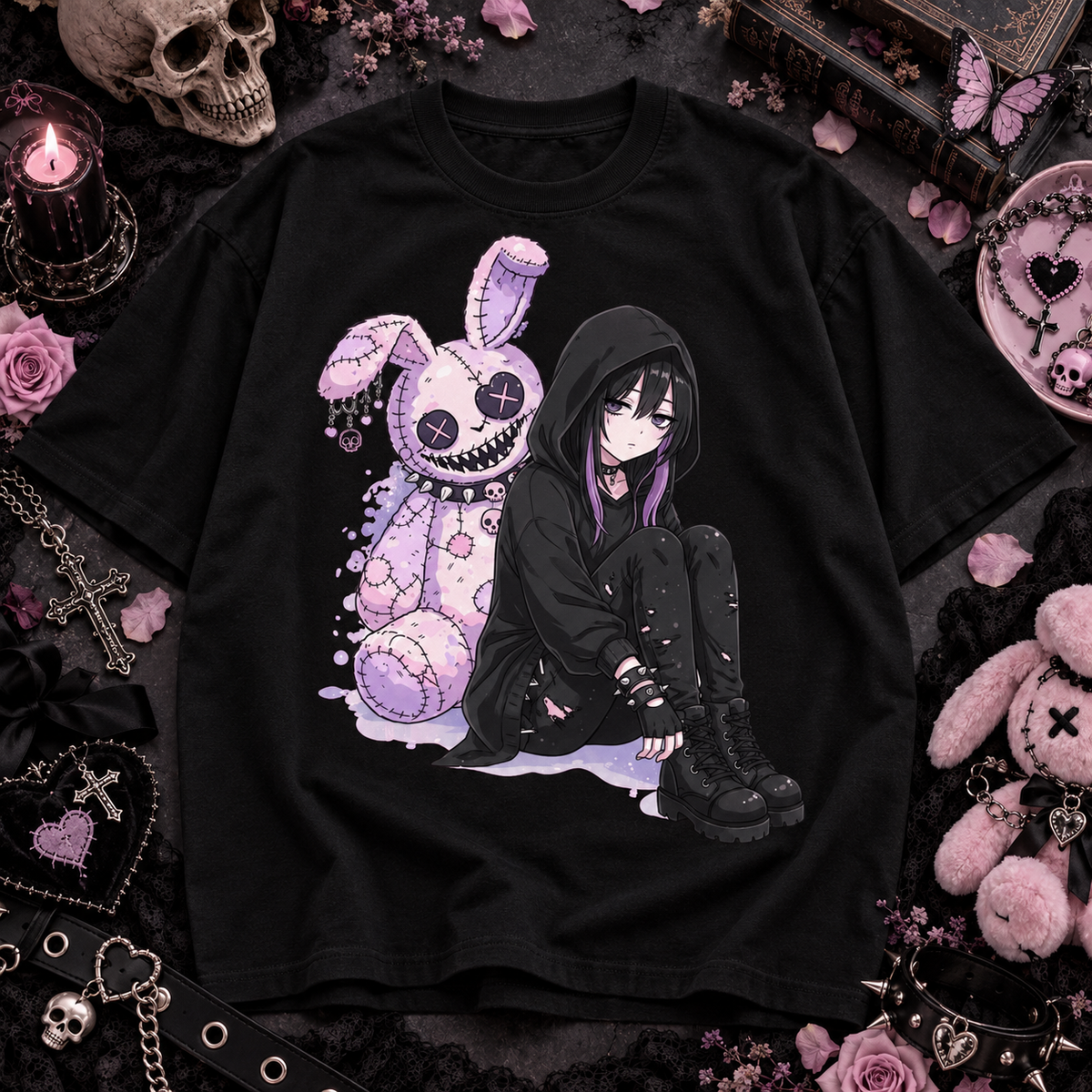 Pastel Goth Bunny Girl Kawaii Anime Alternative Graphic Unisex T-Shirt