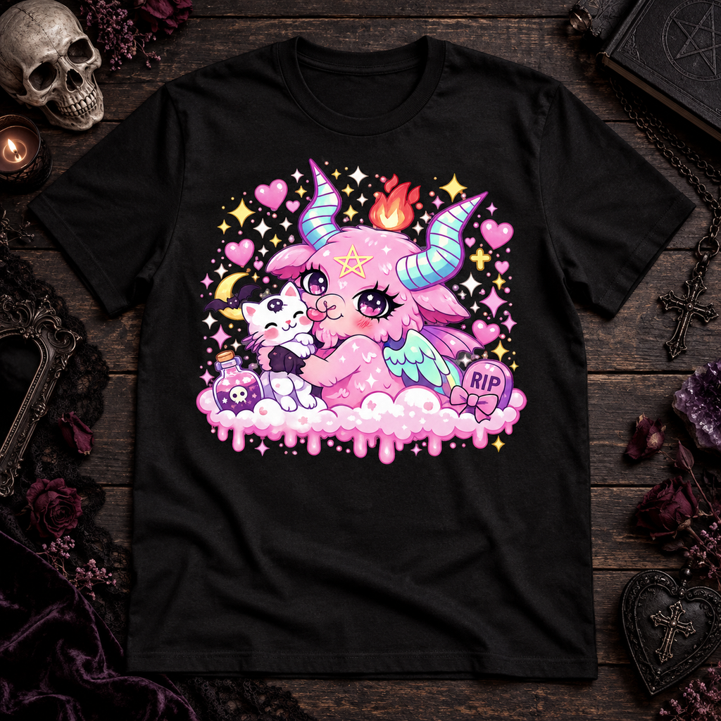 Pastel Goth Kawaii Demon Cat Graphic Cute Spooky Alternative Unisex T-Shirt