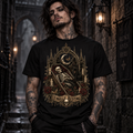 Finally Resting Gothic Skeleton Coffin Black Cat Dark Gothic Graphic UnisexT-Shirt