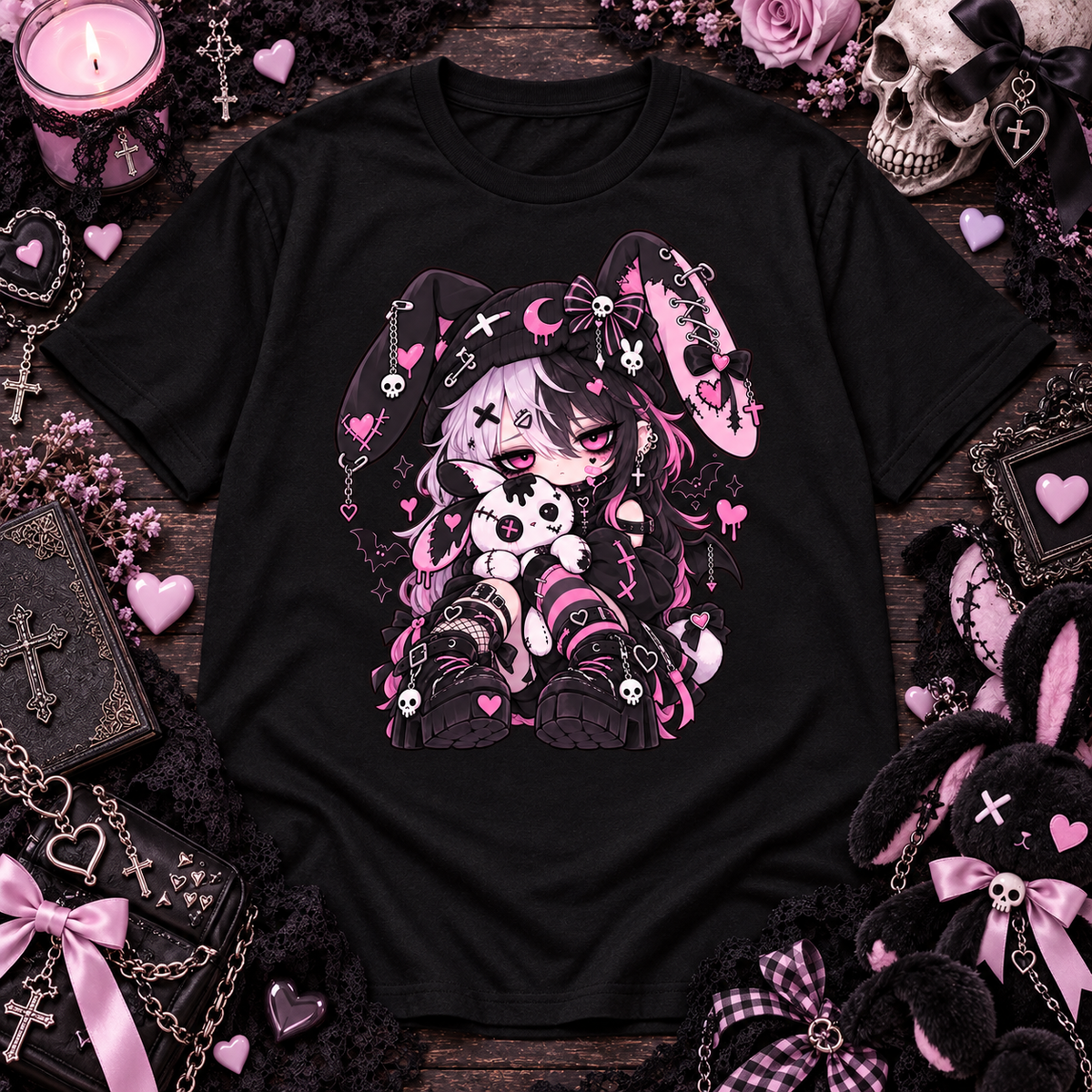 Pastel Goth Bunny E-Girl Creepy Cute Kawaii Alternative Anime Graphic Tee