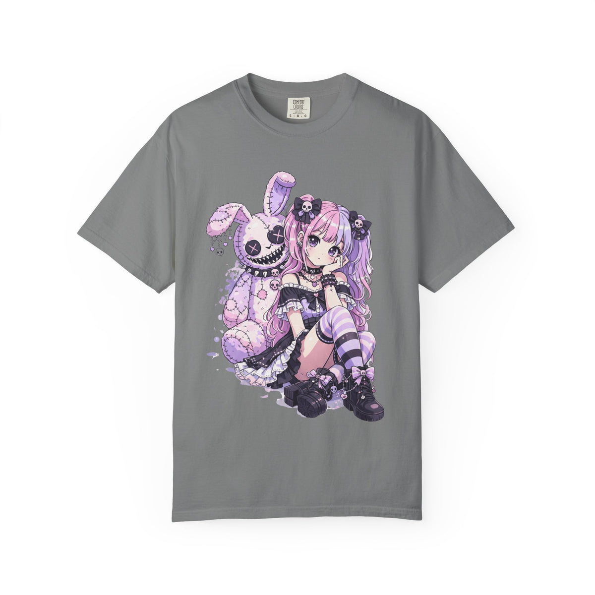 Pastel Goth Anime Girl Kawaii Creepy Bunny Graphic Unisex T-Shirt
