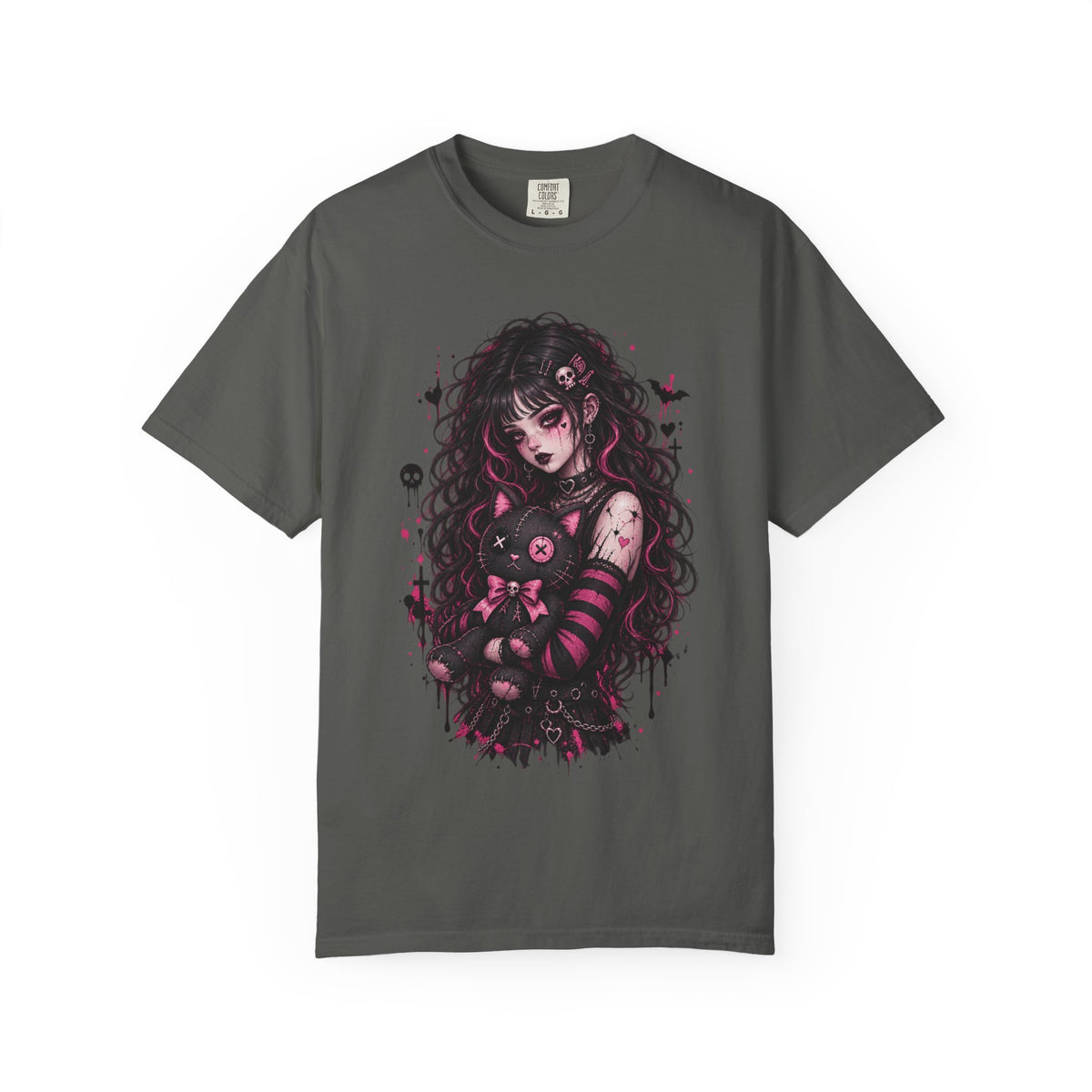 Pastel Goth Girl Black Cat– Creepy Cute Gothic Graphic Unisex T-Shirt