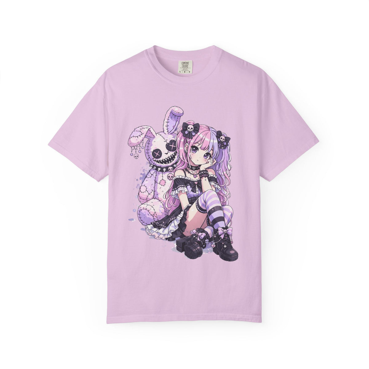 Pastel Goth Anime Girl Kawaii Creepy Bunny Graphic Unisex T-Shirt