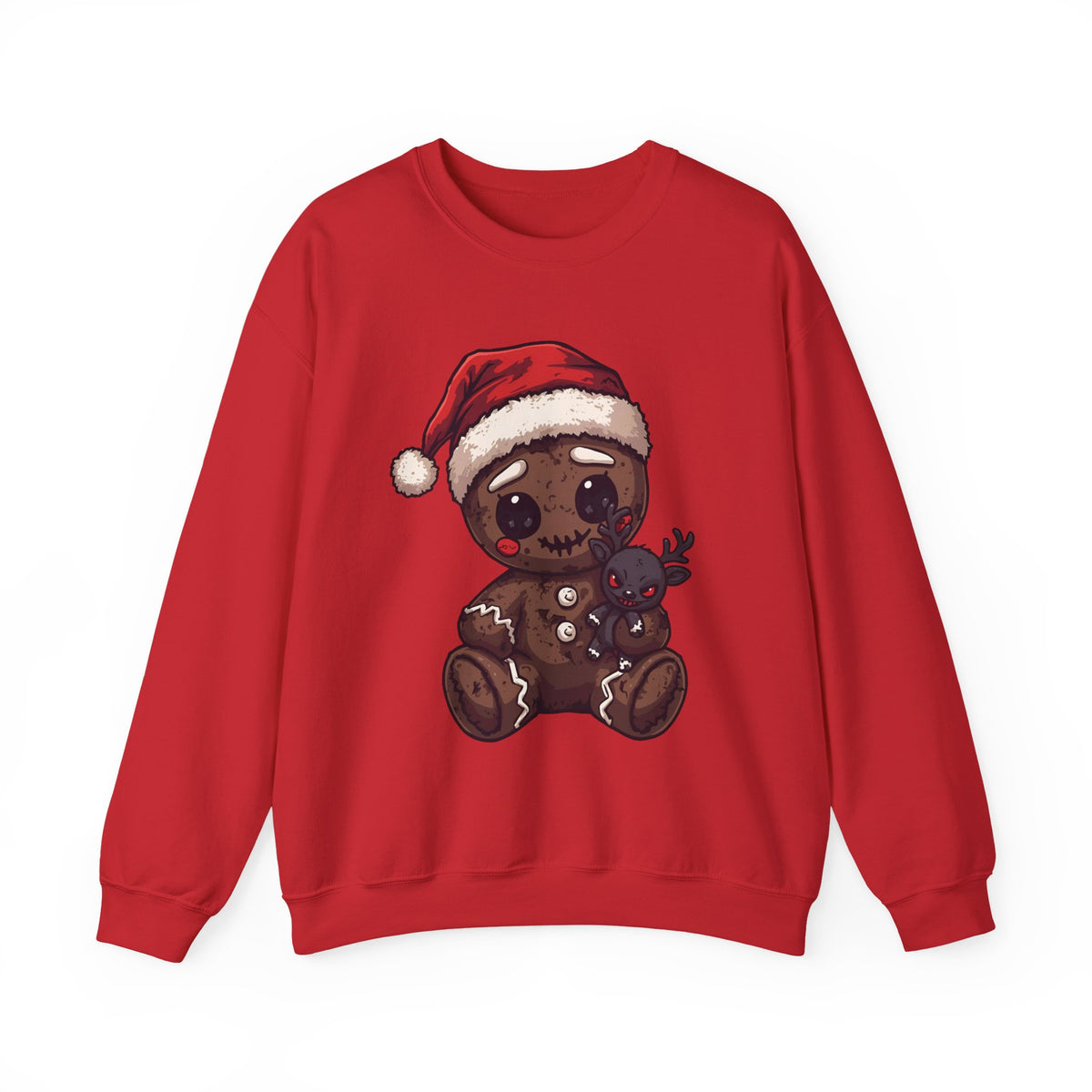 Spooky Gingerbread Doll Christmas Sweatshirt – Creepy Cute Gothic Holiday Pullover