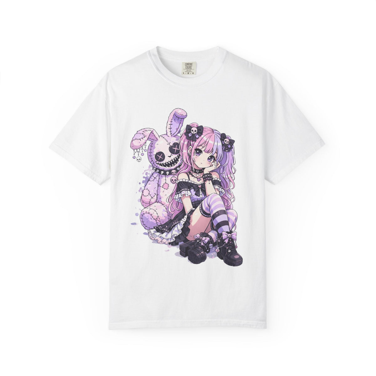 Pastel Goth Anime Girl Kawaii Creepy Bunny Graphic Unisex T-Shirt