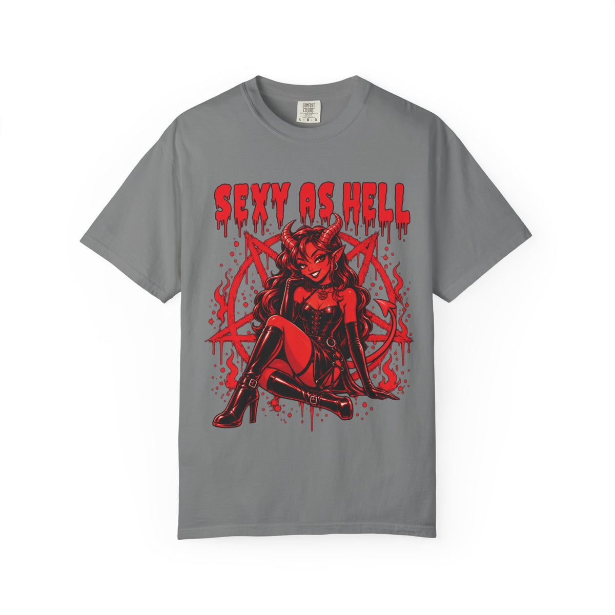 Sexy As Hell Devil Girl Red Gothic Satanic Graphic T-Shirt